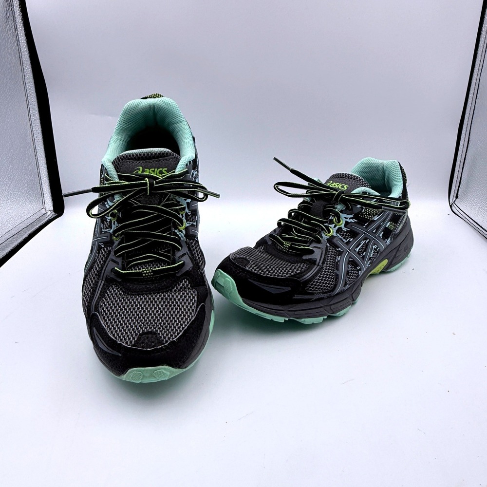 ASICS Gel-Venture 6 Womens 8.5 Black Mint Green Trail Running Shoes T7G6N‎